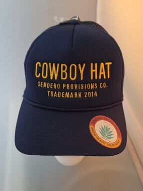 Sendero Provisions Co. Navy Trucker Hat with Yellow Embroidery